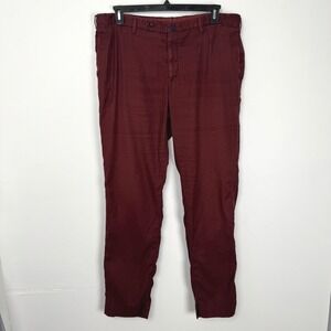Incotex Chinolino Stretch Trousers Mens 38 Burgundy Linen Cotton Modern Fit Pant